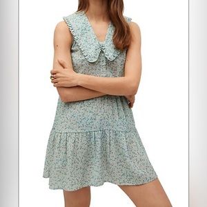 Mango Green Babydol Neck Dress